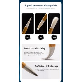 Chinese Calligraphy Brush Set for Writing, Drawing, Ink Brushes, Japanese Kanji Sumi Brush Pen (WolfSeries 3pcs)