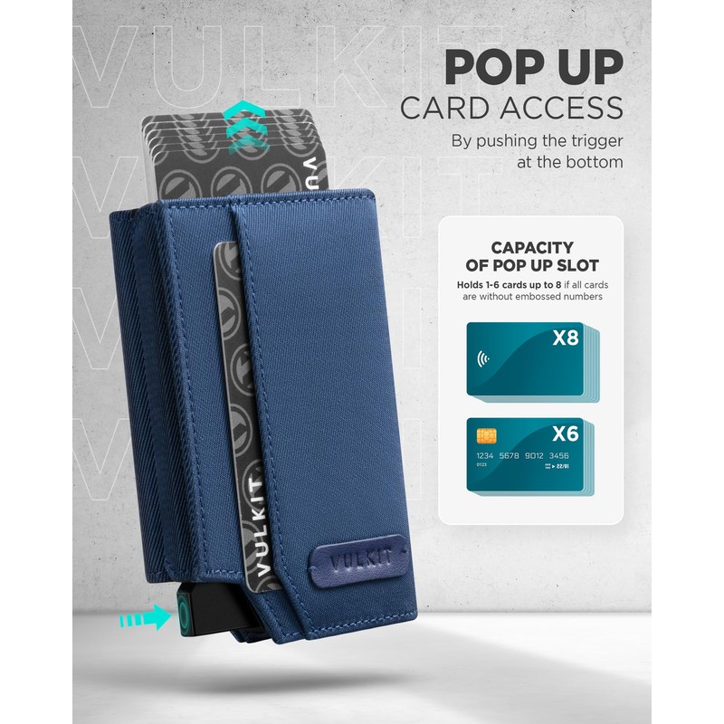 VULKIT Mens Wallet for Max.12 Cards with Pop-Up Credit Card