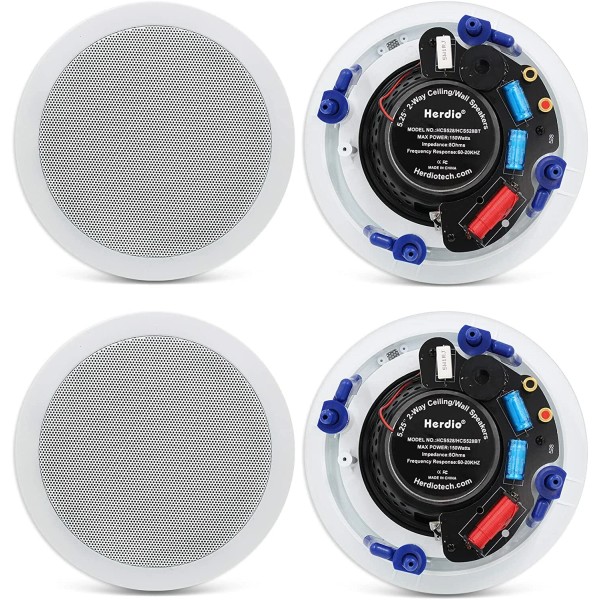 Herdio 4x 5.25" Indoor Bluetooth Ceiling Speakers 600W 2-Way Flush