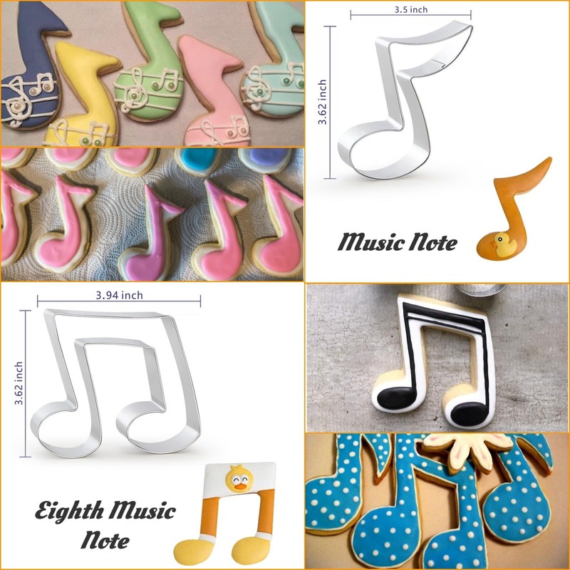 WGPG Music Note Cookie Cutters - 6PCS Large Stainless Steel