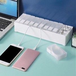 Translucent Sliding Cable Organizer Box Set (5-Pack with Label Stickers) 5p 5ea