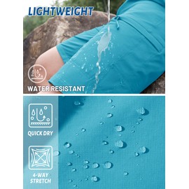 TACVASEN Summer Shorts for Men with Elastic Waist and Multi Pocket Mens Above The Knee Shorts Lightweight for Hiking Fishing Camping Ice Blue Size 38