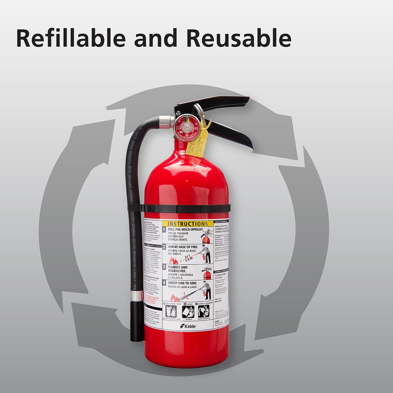 Kidde Pro 210 2A:10-B:C Fire Extinguisher, Rechargeable, Multi-Purpose for Home