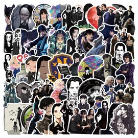 Wednesday Addams Stickers,100 PCS Wednesday Graffiti Vinyl Waterproof Decals for Water Bottles Computer Bicycle Skateboard Luggage Phone Pad Laptop Kids Teens Stickers Pack