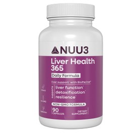 NUU3 Liver Health 365 - Liver Cleanse & Detox Support Supplement - Milk Thistle, Artichoke, N-Acetyl Cysteine (NAC), Dihydromyricetin & Turmeric - Aids Tissue Regeneration & Bile Flow - 90 Capsules