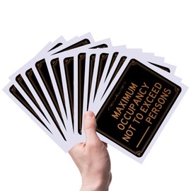 12pcs Max Occupancy Signs, 5.12x7.09 Inch Maximum Occupancy Not to Exceed Persons Sign Waterproof Self-Adhesive Stickers Decal Capacity Limited for Restaurant and Business Use
