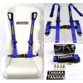 TANAKA 1 TANAKA UNIVERSAL BLUE 4 POINT BUCKLE RACING SEAT BELT HARNESS 2"