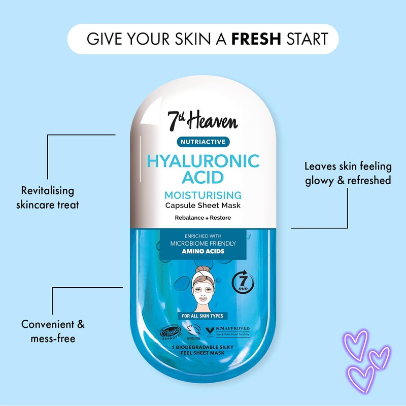 7th Heaven Hyaluronic Acid Nutriactive Moisturising Sheet Mask Enriched with