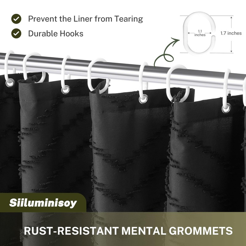 Siiluminisoy Small Stall Boho Shower Curtain Black Tassel Woven Fabric