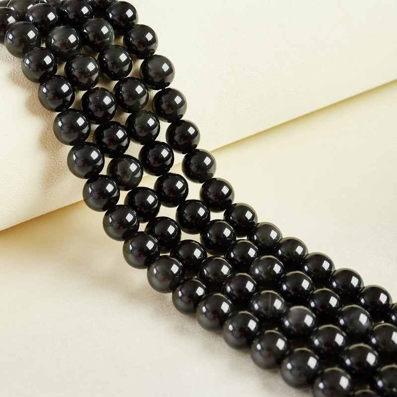 100 abalorio redondas de obsidiana de arcoíris de 6 mm,