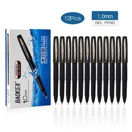 BaoKe Gel Ink Pens Rollerball Pens 1.0mm Medium Line, Box of 12 Pack, PC1848 (black)