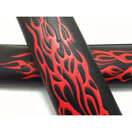 Flamming Flaming safety strap pad harness auto Mitsubishi, Flame Leather Black Seat Belt Covers Shoulder Pads Hardness Straps