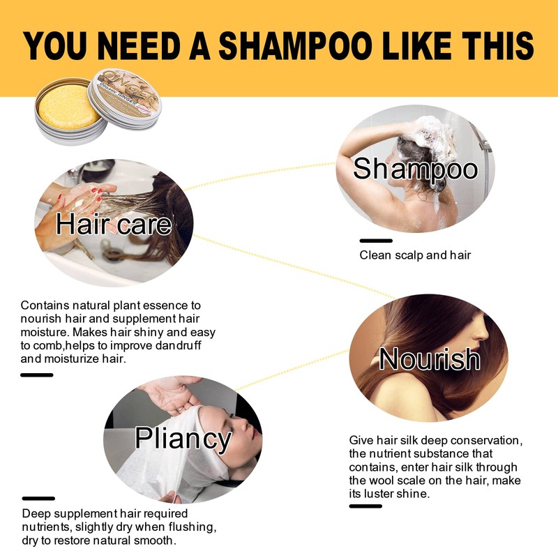 Ginger Hair Shampoo Bar,Natural Organic Ginger Shampoo Soap,Nourishes and Moisturizes