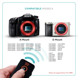 Foto&Tech 2 PCS IR Wireless Remote Control for Sony Alpha Cameras A7R II, A7 II, A7 A7R A7S A6500 A6300 A6000 A55 A65 A77 A99 A900 A700 A580 A560 A550 A500 A450 A390 A380, NEX-7 NEX-6 NEX-5T NEX-5R