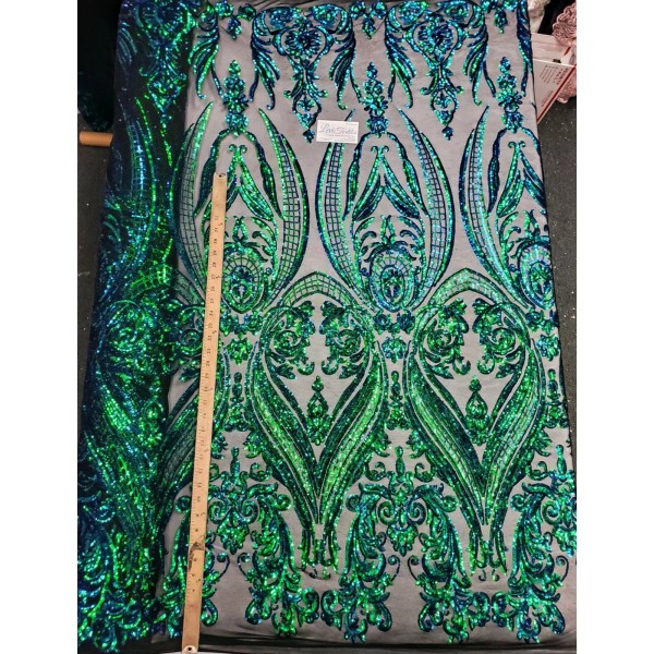 Levi Textiles, INC. Iridescent Green "Hourglass " Stretch Nylon Spandex