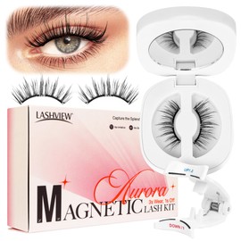 LASHVIEW Magnetic Lashes with Applicator,2 Pair Reusable Magnetic Eyelashes with Applicator, No Glue Needed Magnetic Eyelashes Magnetic Lashes Kit,Easy to Wear and Remove