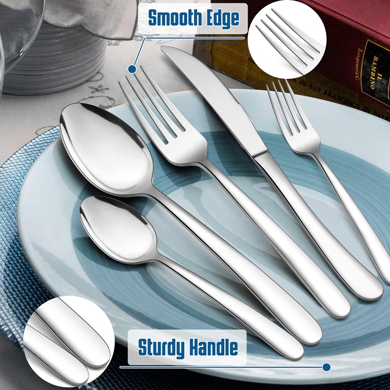 HaWare 48-Piece Heavy Duty Silverware Set for 8, Stainless Steel