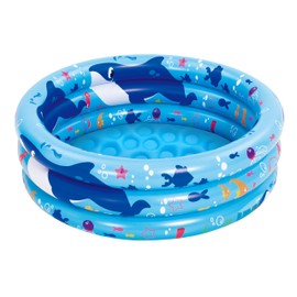 Sloosh Inflatable Kiddie Pool, 34"x10" Blow Up Kid Swimming Pool, 3 Rings Blue Baby Pool for Toddler, Play Pit for Dog with Ocean Whale Pattern for Summer Water Party Backyard Garden(Whale)