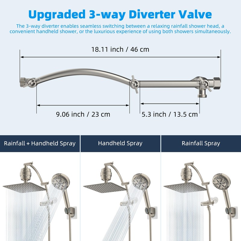 Hibbent All Metal Upgraded 16 Inch Shower Head Extension Arm