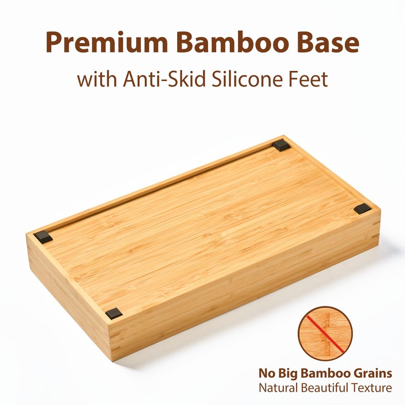 Umilife Bamboo Kitchen Drawer Organizer, 8 Inch Silverware Utensils Tray
