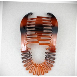 Perfect Hairstyle with Our Hair Accessories - Brown Plastic Interlocking Banana Clip Hair Pony Tail Comb Flex Stretch Clincher Fashionable Hair Accessory Hair Jewelry Accessories for Lady Women