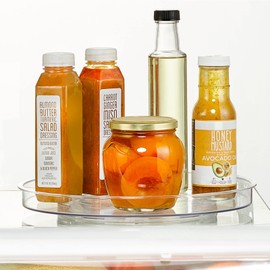 mDesign Rotating Spice Rack - Stylish Spice Rack for Salt and Pepper Baking Supplies and Preserves - Round Kitchen Rack for Sideboard and Kitchen Cabinet - Clear