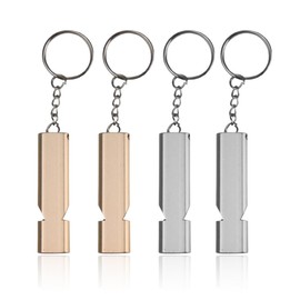 Emergency Survival Whistle, 4 Pcs Emergency Whistles, Double Tubes Safety Whistles, Survival Safety Whistle With Lanyard, for Boating Outdoor Camping Hiking Backpacking Sports, Silver, Gold