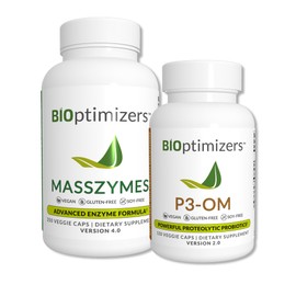 BiOptimizers P3-OM & MassZymes Supplements Bundle | Premium Digestive Enzymes & Probiotics for Women & Men | Doctor-Formulated | 370 Capsules