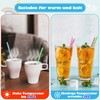 50pcs Reusable Plastic Straws,Drinking Plastic with Cleaning Brush,Dishwasher Safe,Reusable Hard