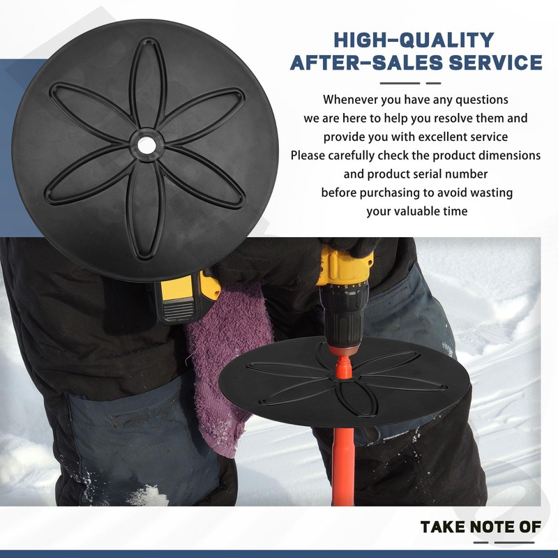 Ice Auger Drill Adapter with 9" Stopper Disc (Black) &