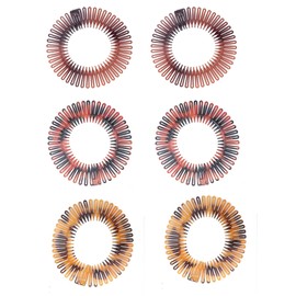 Sowaka 6 Pcs Circular Stretch Comb Plastic Black Brown Circle Spring Headband Flexible Hair Wrap Holder Hair Comb for Women Girls Outgoing Sports Hair Accessories
