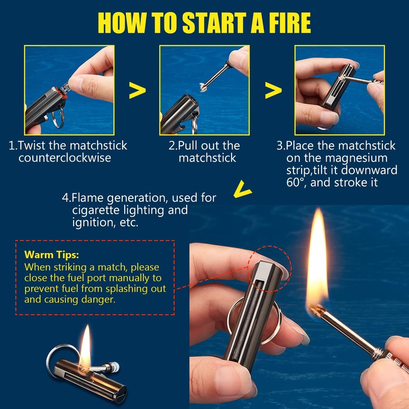 2 Pack Permanent Match Infinity Lighter, Multitool Keychain Bottle Opener