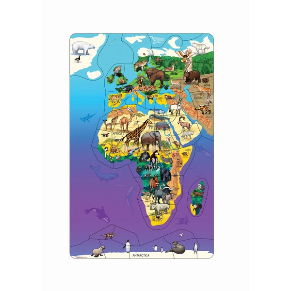 Dowling Magnets Animal Magnetism Magnetic Wildlife Map Puzzle: Eurasia & Africa (11.50 inches Wide x 18 inches high)