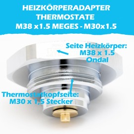 BLUMKRAFT Radiator Adapter Connector M38 x 1.5 Ondal Style to M30 x 1.5 for Thermostatic Head M30 x 1.5 Male