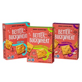 Better with Buckwheat Variety 3-Pack Crackers - Sea Salt, Everything & Rosemary & Herbs Flavors - A Complete Protein, Gluten-Free Crackers, Healthy Snack Crackers, Grain-Free, Non-GMO, Sugar-Free