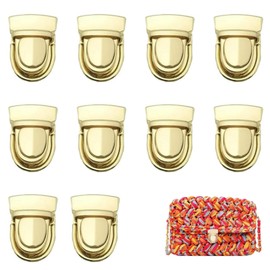 Ptenzor 10PCS Tuck Lock Clasp – Gold Alloy Purse Buckle Fasteners for Handbags, Wallets, and DIY Leather Crafts (Press Lock Design)