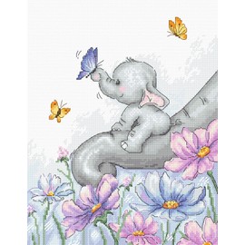 Lucas Elephant with Butterfly Counted Cross Stitch Kit, 19 x 23 cm, Multi-Coloured