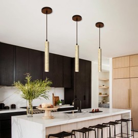 JIANTLAIUS Yellow Travertine Pendant Light Japanese Wabi-sabi Style Wooden Hanging Lamp Bedroom Bedside Chandelier Nordic Style Dining Room Kitchen Bar Island Counter LED Small Pendant Lamps