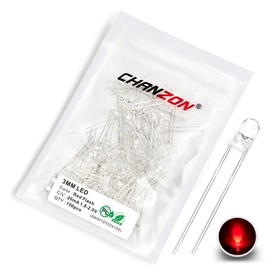 Chanzon 100 pcs 3mm Blinking Red LED Diode Lights 1.5Hz Flashing (Clear Round Transparent DC 2V 20mA) Bright Lighting Bulb Lamps Electronics Components Indicator Light Emitting Diodes