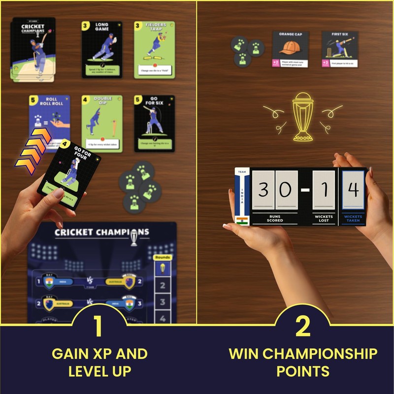 DESI BOARD GAMES Cricket Champions Boardgame | Light Strategy Dice