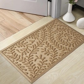 HIYARD Front Door Mat, Absorbent Dirt Trapping Welcome Door Mat Indoor Outdoor, Non Slip Entry Mat, Indoor Outdoor Door Mats, Fade Resistant, Low Profile Doormat for Entryway, 47×32, Beige