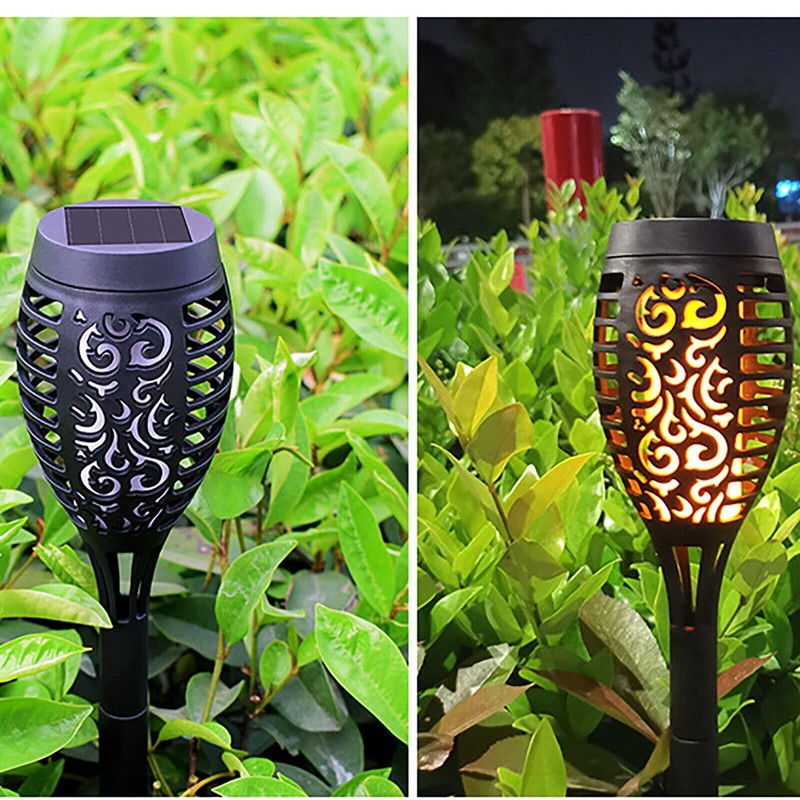 4 Pack Flame Solar Torch Light Waterproof Flickering Dancing Garden