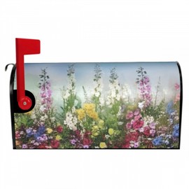 Sphragiyn Spring Summer Floral Mailbox Cover Magnetic Large Oversized Wildflowers Mailbox Wraps Post Letter Box Cover for Garden Yard Home Decor 25.5" x 21"