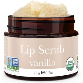 Lip Scrub, Vanilla Flavor - Organic Exfoliating Sugar Scrubs, Exfoliator for Chapped Dry Lips, Moisturizes With Fresh, Lush Natural Ingredients; Best Before Balm; for Men and Women (1 Container)