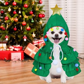 Dog Christmas Outfit, GOYOSWA Dog Christmas Clothes Dog Christmas Tree Costume with Star Ornament for Small Medium Cats Dogs Puppy Pets (Large)