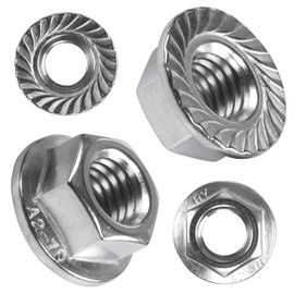 Topnorm24 - Flange Nut with Locking Toothing DIN 6923 Stainless Steel M10-10 Pieces A2 V2A Hex Nut with Flange and Locking Toothing Collar Nut (10, M10)