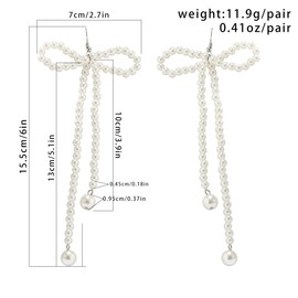 Long Pearl Zircon Tassel Dangle Earrings for Women,Glitter Rhinestone Crystal Multichain Tassel Drop Earring Prom Party Jewelry Gift (B)