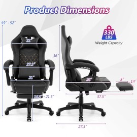 Costway Gaming Chair with Footrest Ergonomic Video Game Computer Chair w/Headrest