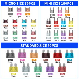 300Pcs Car Fuse Assortment Kit, Mini Blade Fuses Automotive Standard Auto Fuses Micro Fuse Puller Car Automotive Truck Fuse Kit for Car/RV/Truck/Motorcycle(2A 3A 5A 7.5A 10A 15A 20A 25A 30A 35A 40A)