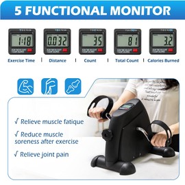TABEKE Pedal Exerciser - Stationary Mini Exercise Bike for Arm/Leg Exercise, Portable Under Desk Foot Cycle Peddler with LCD Display (Black)